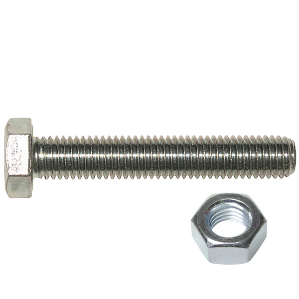 M6 x 25mm High Tensile Set Screw + Nut GR 8.8 Zinc Plated