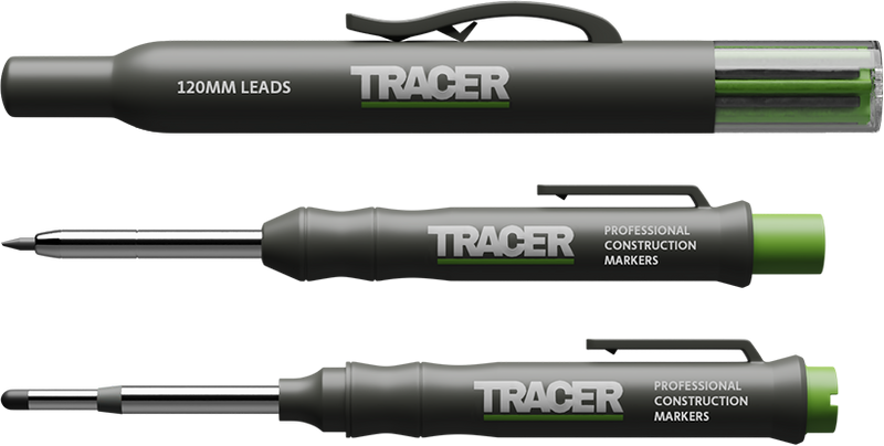 Tracer Deep Hole Construction Pencil, Permanent Marker Pen & Lead Set with Holsters