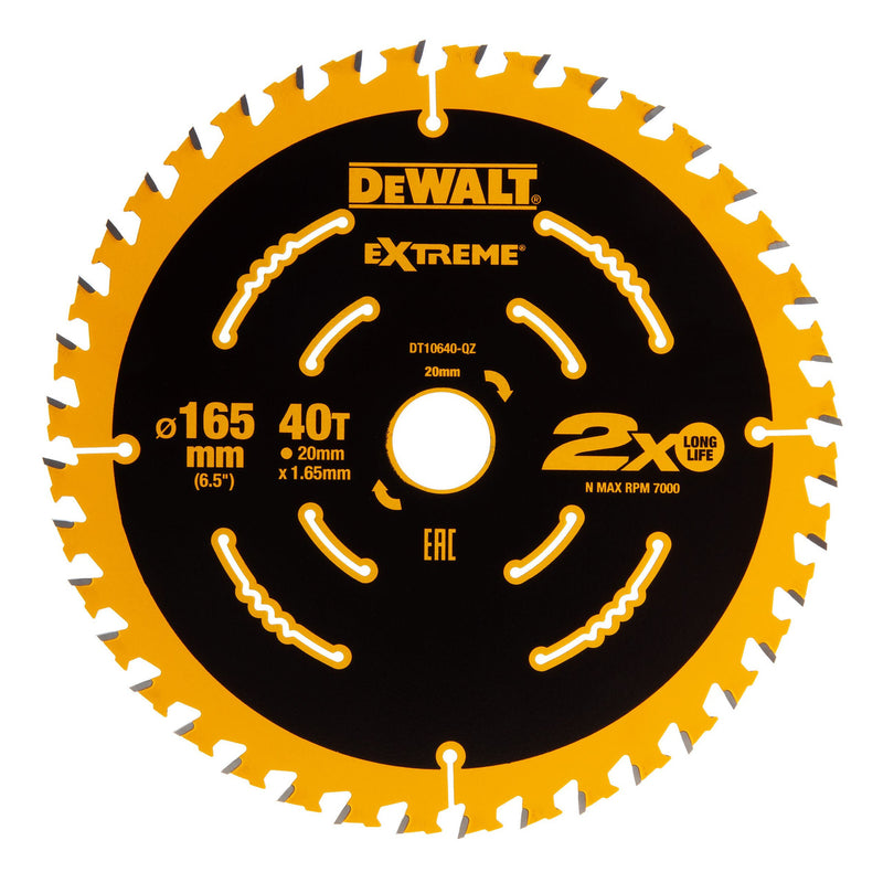 DeWalt DT10640 Extreme Framing Circular Saw Blade for Wood 165 x 20mm x 40T