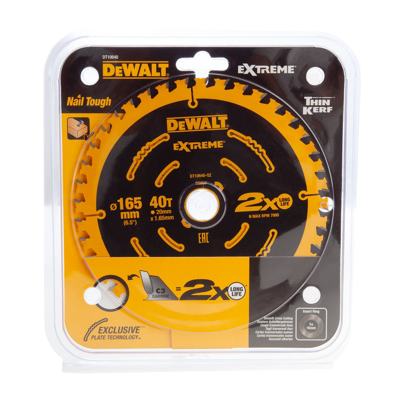 DeWalt DT10640 Extreme Framing Circular Saw Blade for Wood 165 x 20mm x 40T