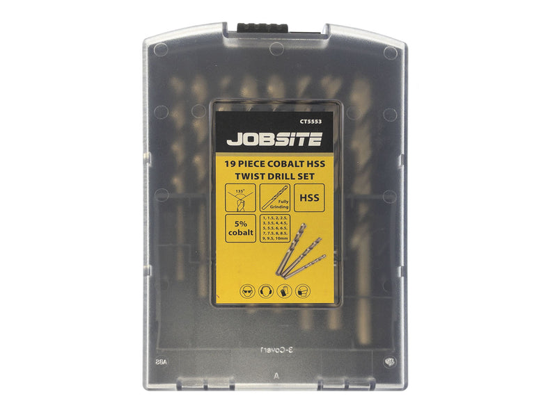 Jobsite 19pc Cobalt HSS Twist Drill Set 1-10mm