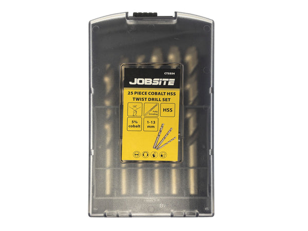 Jobsite 25pc Cobalt HSS Twist Drill Set 1-13mm