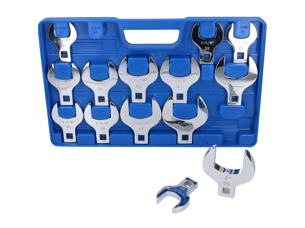 Orion Motor Tech 14pc Jumbo Crowfoot Wrench Set - Metric 27-50mm For Flare Nuts, 1/2" Drive